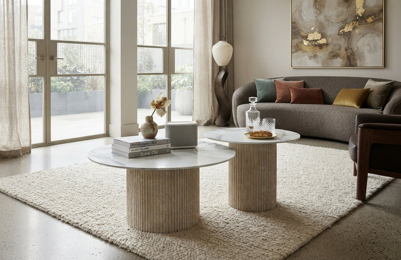Wrenfield — Table basse en céramique marbre blanc