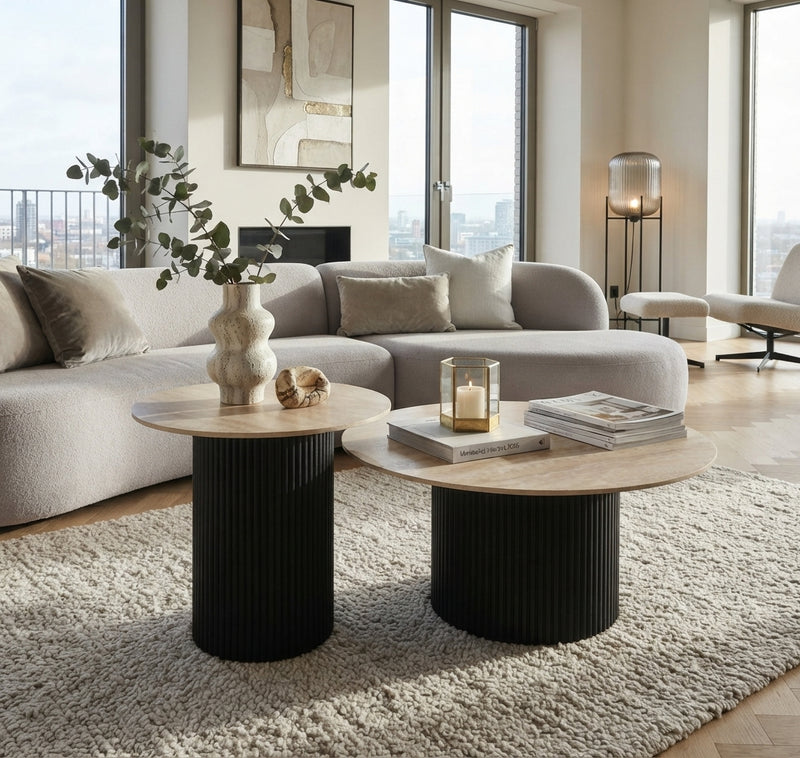 Wickham — Table basse en céramique travertin brillant