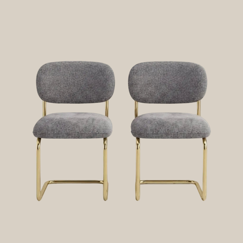 Elmore — Chaise en tissu Marbella anthracite, piètement doré — vue 3