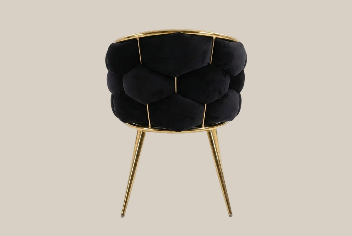 Blythwood — Chaise en velours noir, piètement gold — vue 3