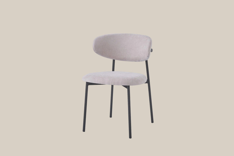 Ridgeway — Chaise en serge moka, piètement métal noir
