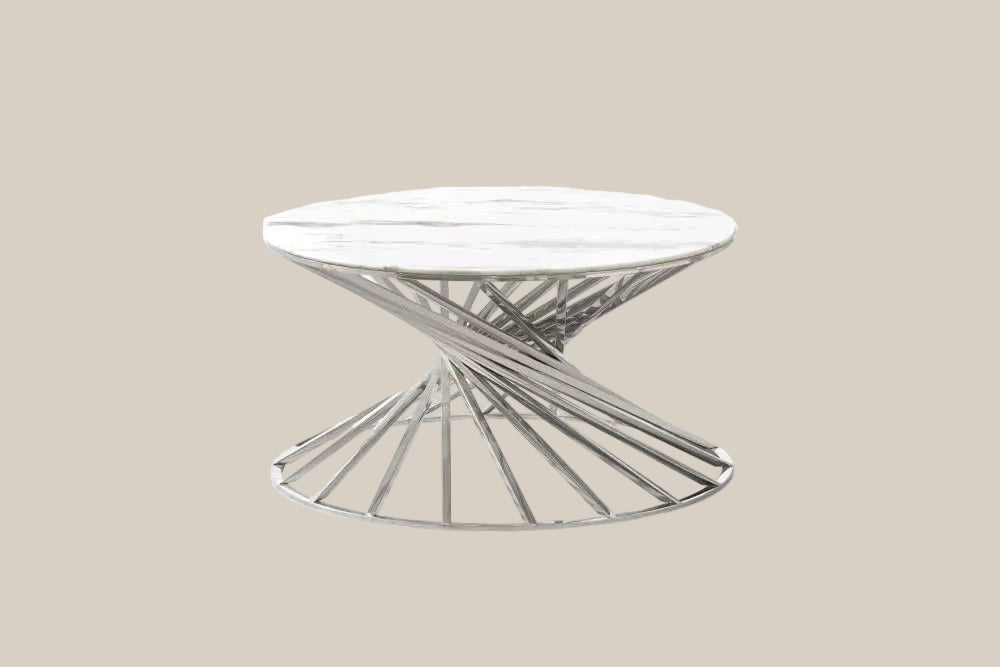 Beckford — Table basse ronde en verre et chrome — vue 1