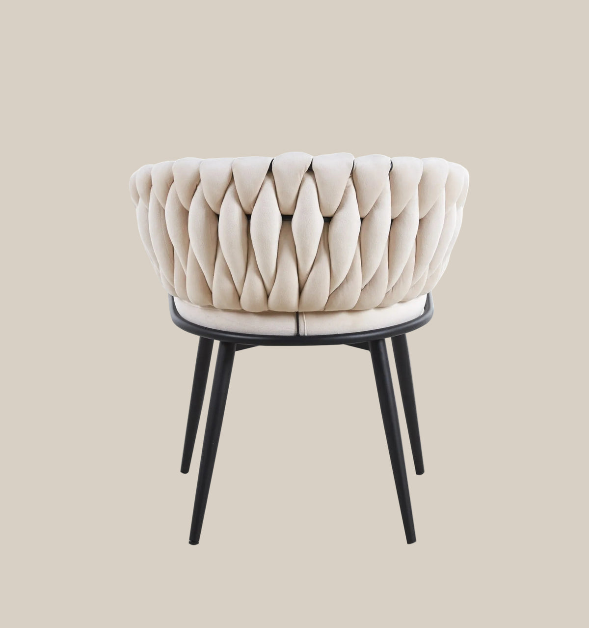 Quinton — Chaise avec accoudoirs en velours beige, piètement métal noir — vue 3