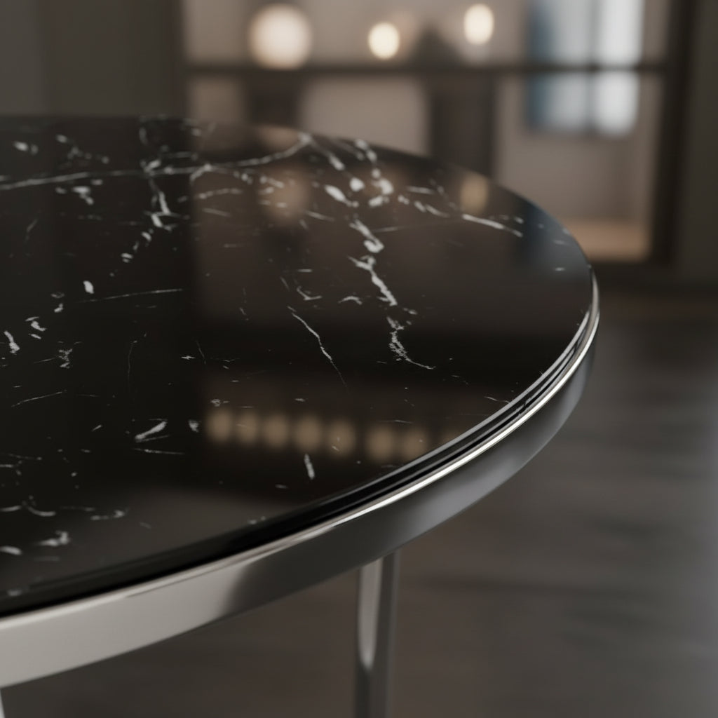 Hollis — Table basse ronde en verre et chrome — vue 3