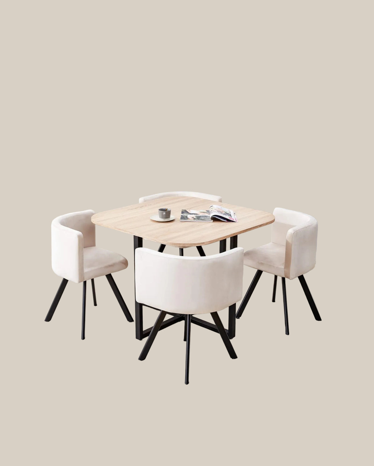 Dorstow — Ensemble table à manger et 4 chaises en bois — vue 4