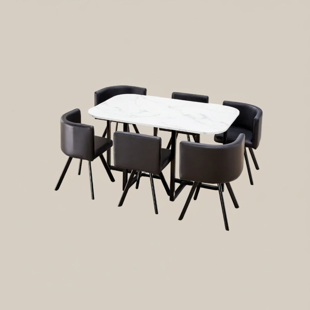 Stenham — Ensemble table à manger et 6 chaises en marbre — vue 3