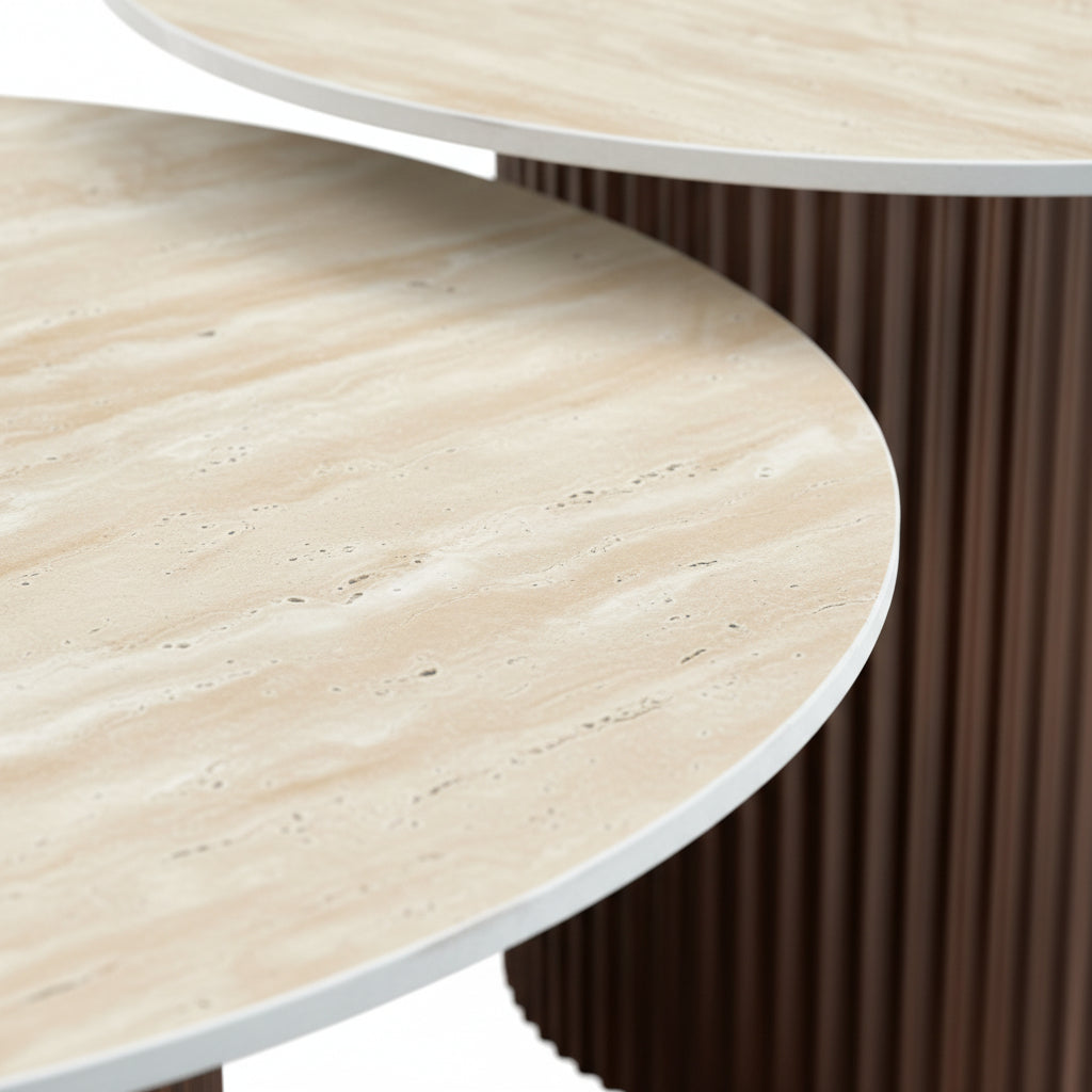 Winslow — Table basse gigogne en céramique travertin — vue 3