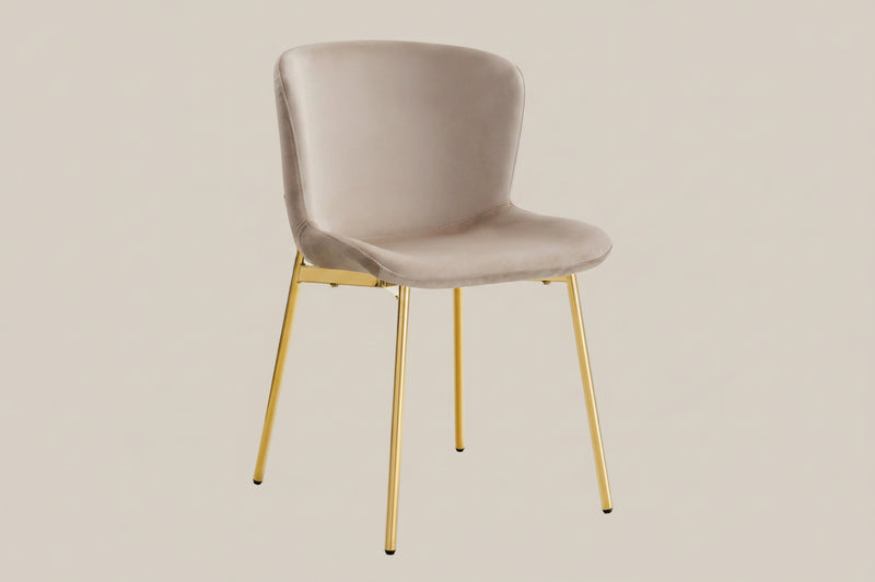 Dorney — Chaise en tissu moka, piètement doré