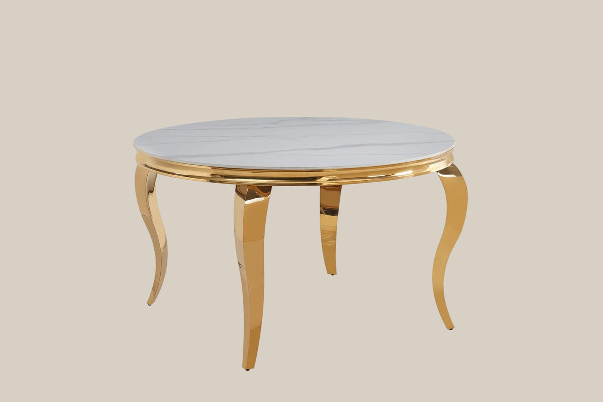 Wrayshaw — Table à manger ronde en céramique effet marbre blanc — vue 3