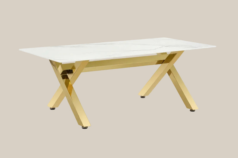 Bramley — Table basse en céramique marbre blanc en situation