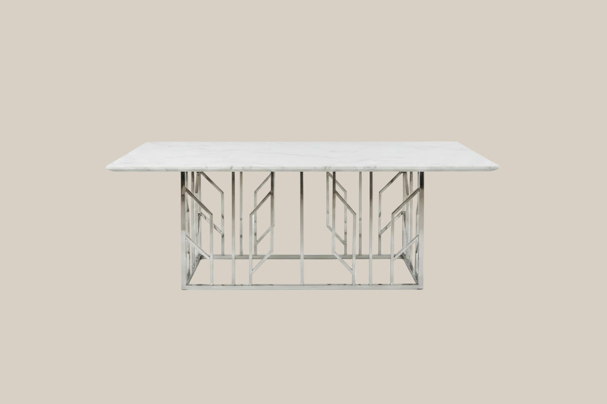 Caldton — Table à manger en marbre effet blanc — vue 3