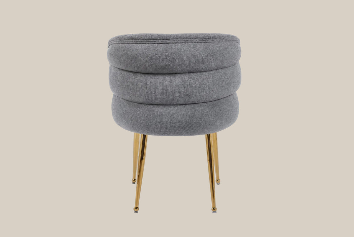 Ashfield — Chaise en tissu effet lin anthracite, piètement gold — vue 3