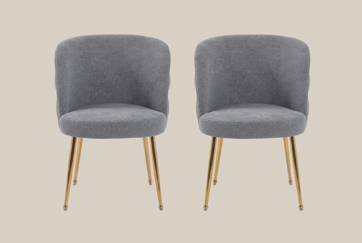 Ashfield — Chaise en tissu effet lin anthracite, piètement gold — vue 4
