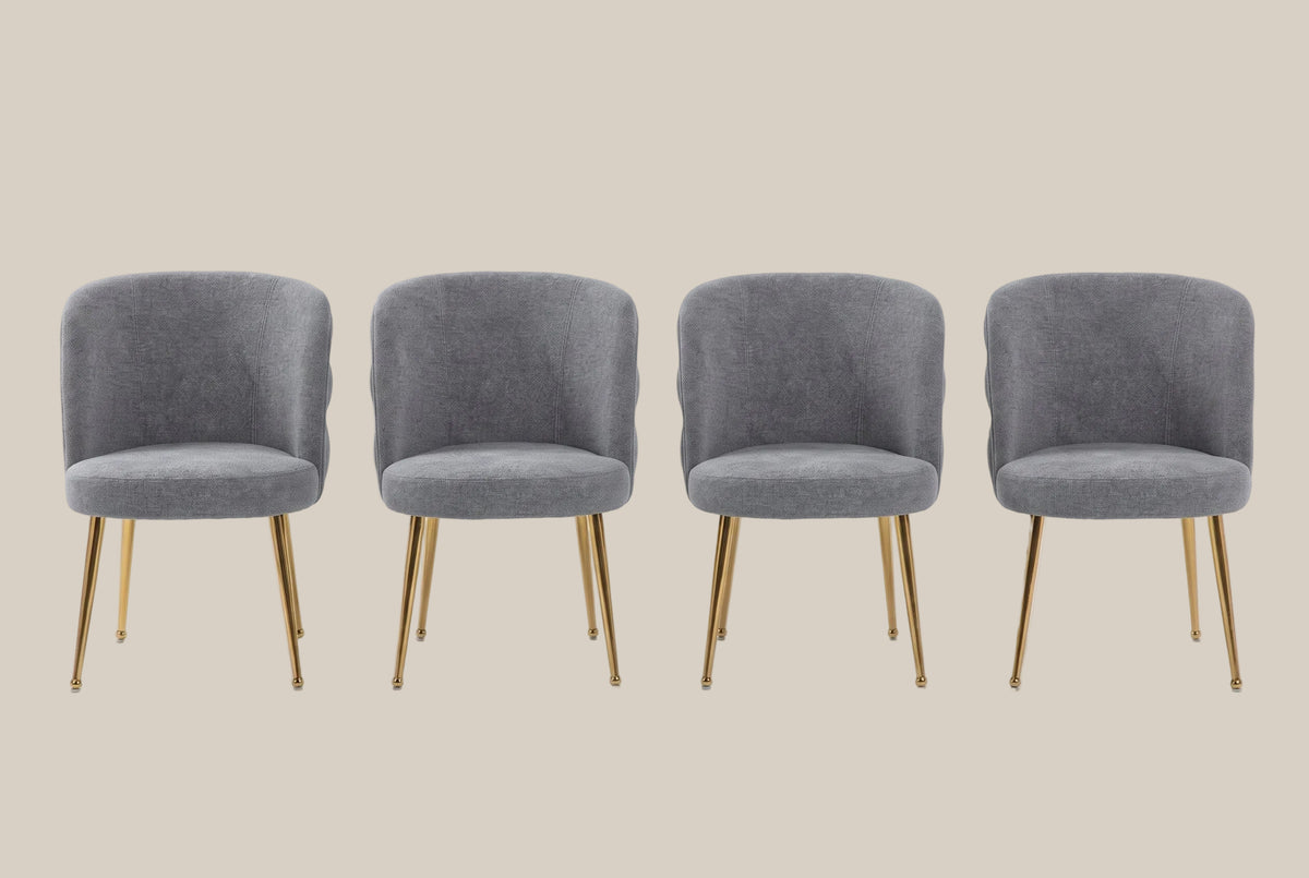 Ashfield — Chaise en tissu effet lin anthracite, piètement gold — vue 5