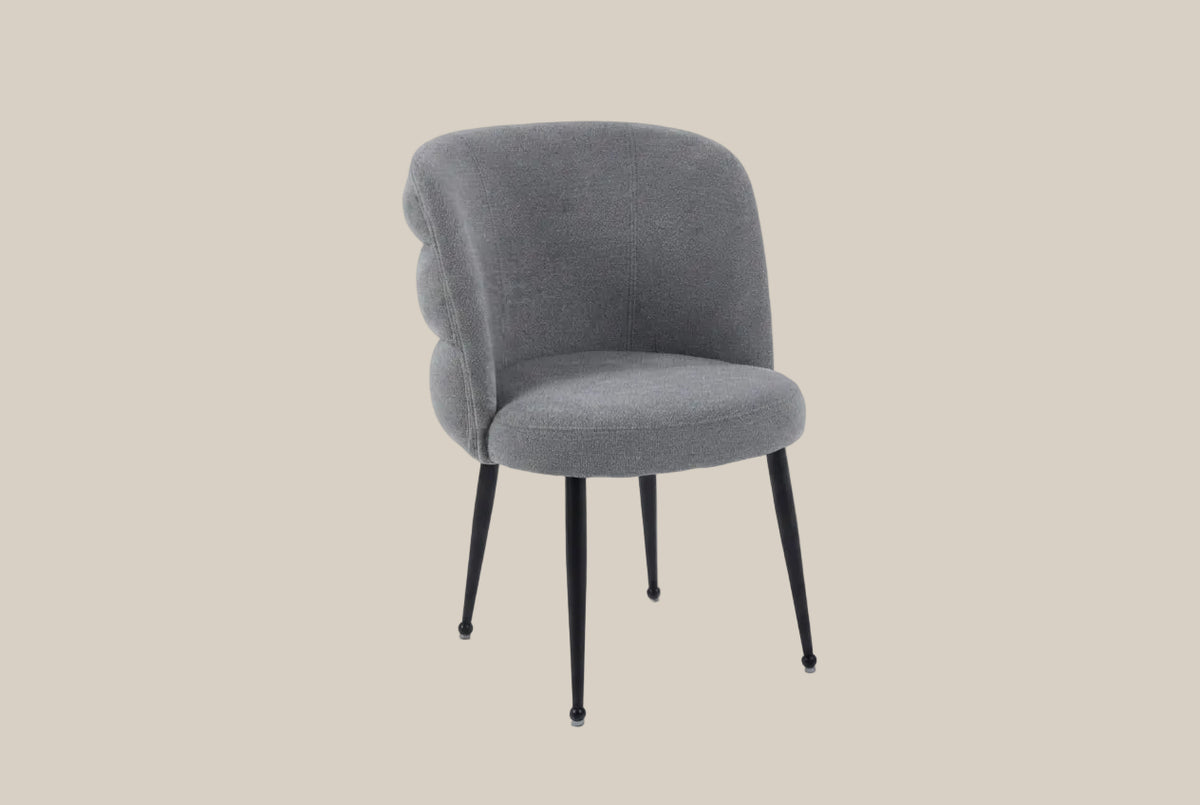 Ashfield — Chaise en tissu effet lin anthracite, piètement métal noir — vue 2