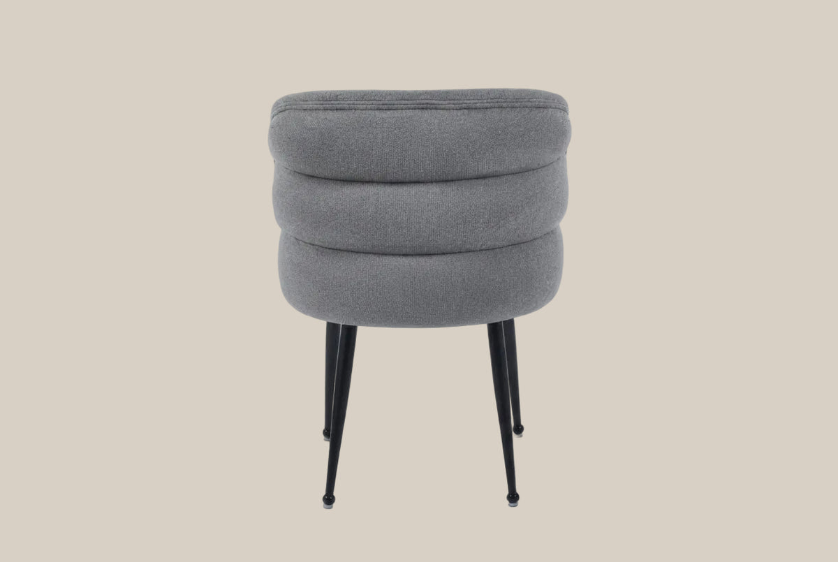 Ashfield — Chaise en tissu effet lin anthracite, piètement métal noir — vue 3