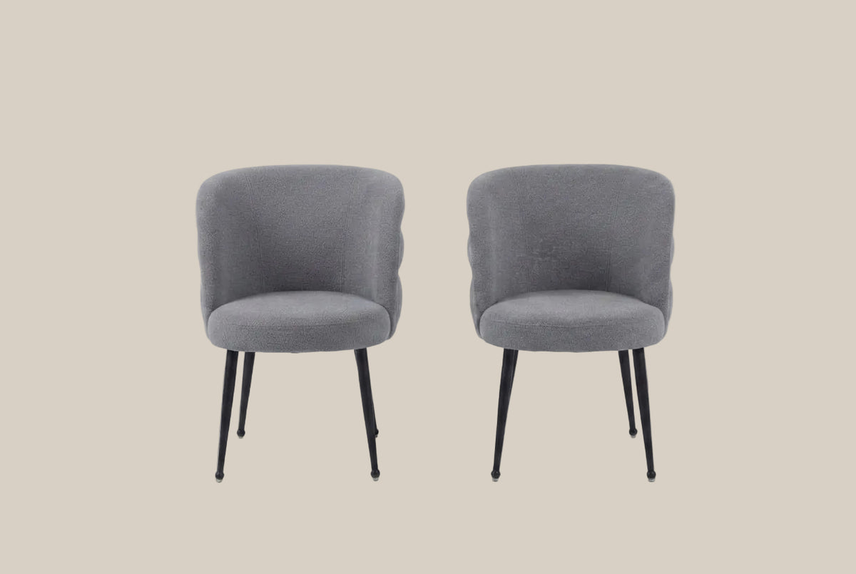Ashfield — Chaise en tissu effet lin anthracite, piètement métal noir — vue 4