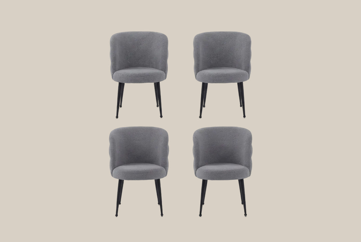 Ashfield — Chaise en tissu effet lin anthracite, piètement métal noir — vue 5