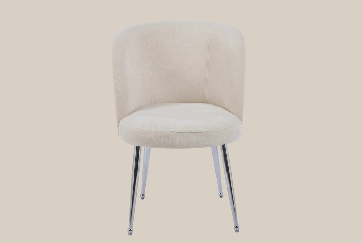 Ashfield — Chaise en tissu effet lin écru, piètement chromé — vue 2