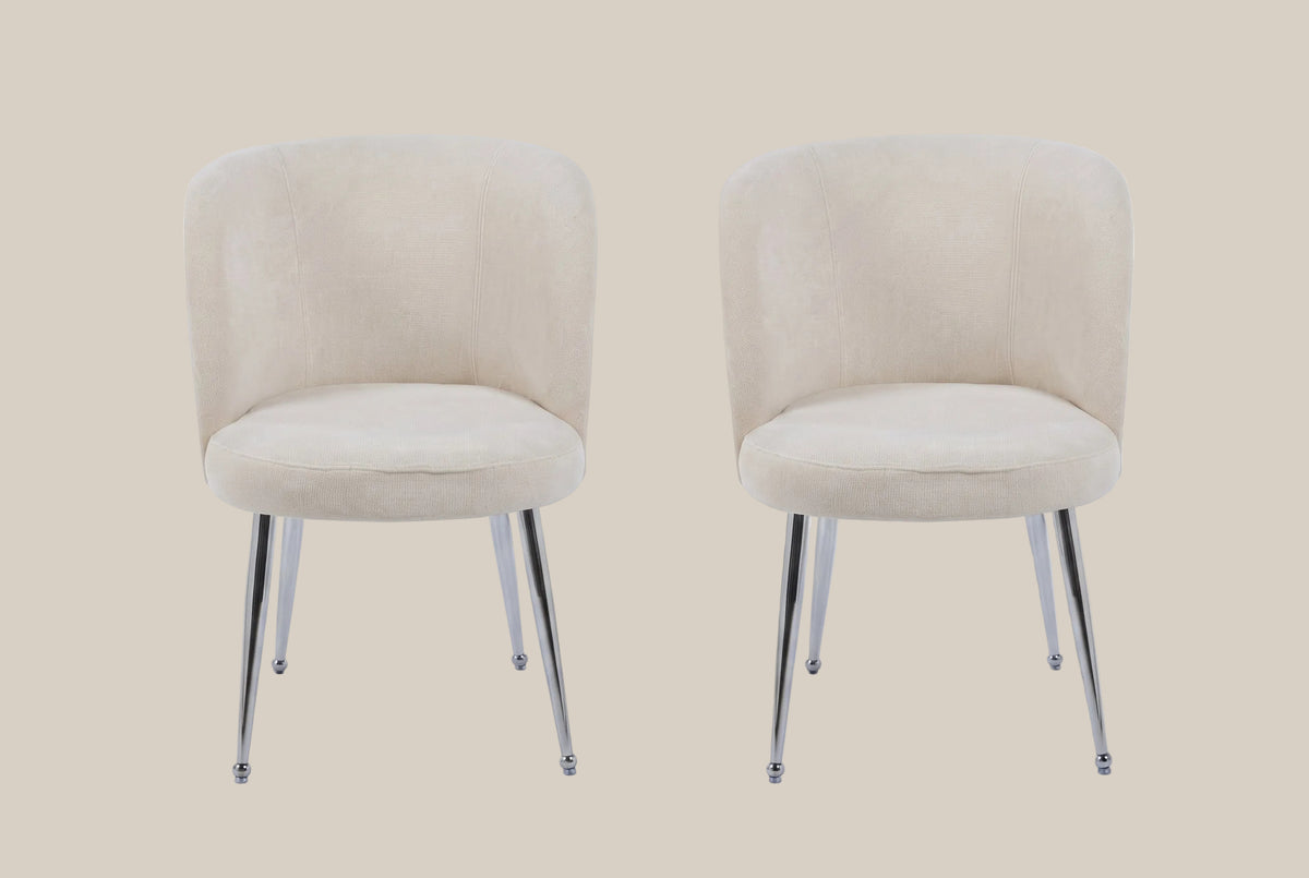 Ashfield — Chaise en tissu effet lin écru, piètement chromé — vue 3