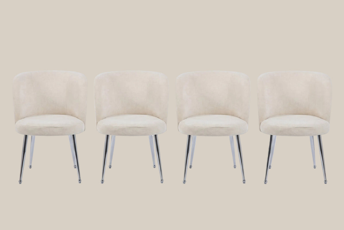 Ashfield — Chaise en tissu effet lin écru, piètement chromé — vue 4