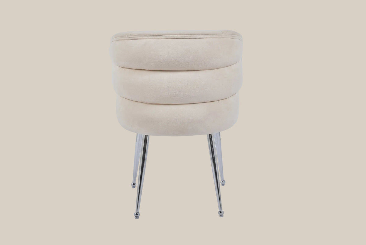 Ashfield — Chaise en tissu effet lin écru, piètement chromé — vue 5