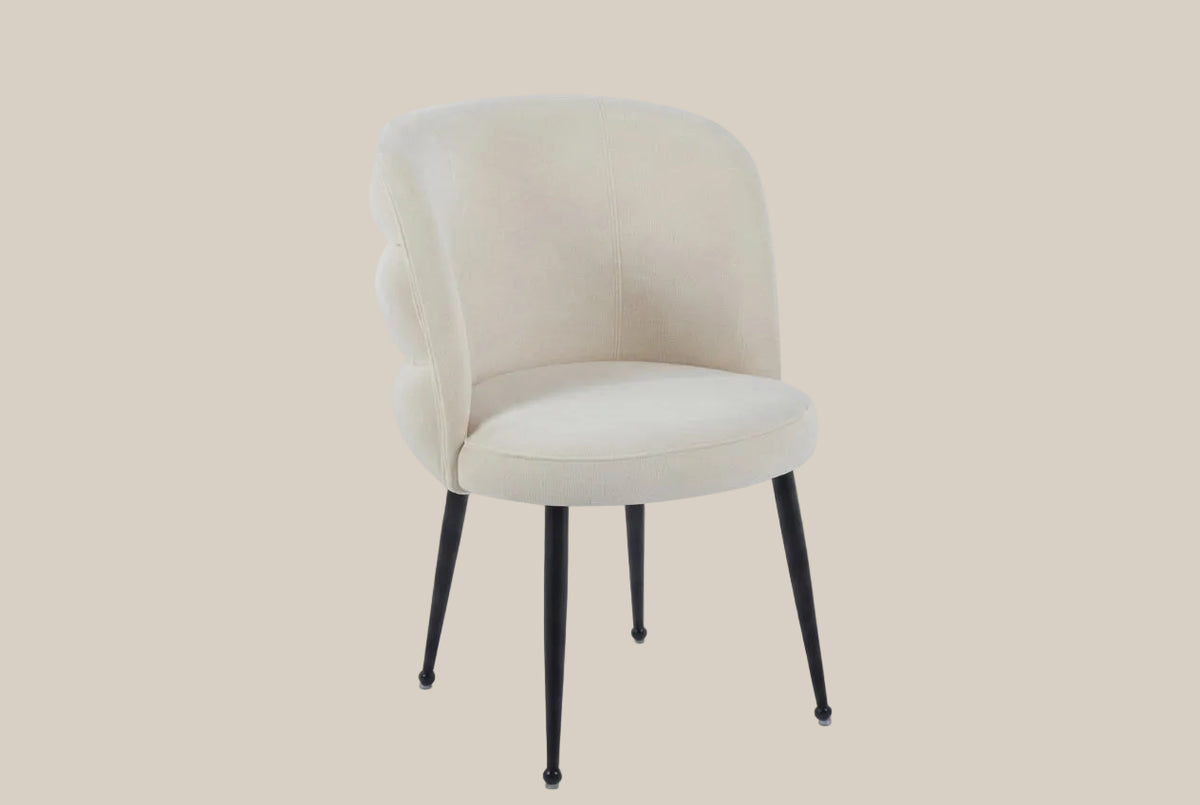 Ashfield — Chaise en tissu effet lin écru, piètement métal noir — vue 2