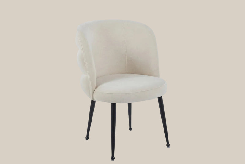 Ashfield — Chaise en tissu effet lin écru, piètement métal noir