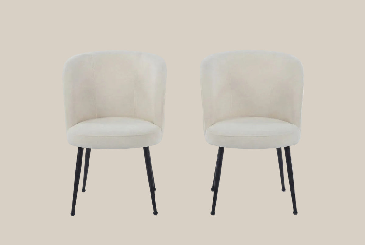 Ashfield — Chaise en tissu effet lin écru, piètement métal noir — vue 4