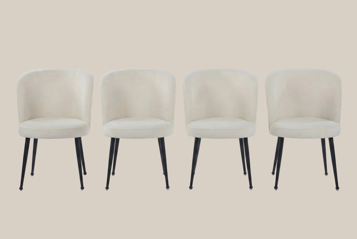 Ashfield — Chaise en tissu effet lin écru, piètement métal noir — vue 5