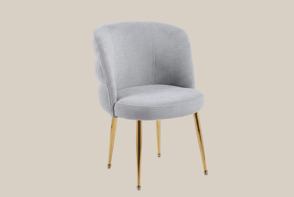 Ashfield — Chaise en tissu effet lin gris, piètement gold — vue 2
