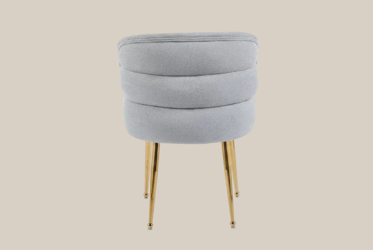 Ashfield — Chaise en tissu effet lin gris, piètement gold — vue 3