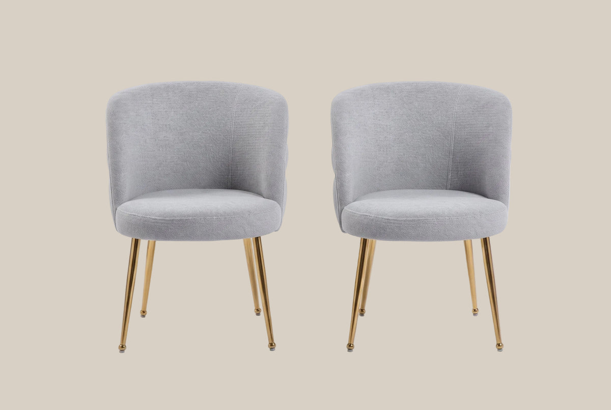 Ashfield — Chaise en tissu effet lin gris, piètement gold — vue 4