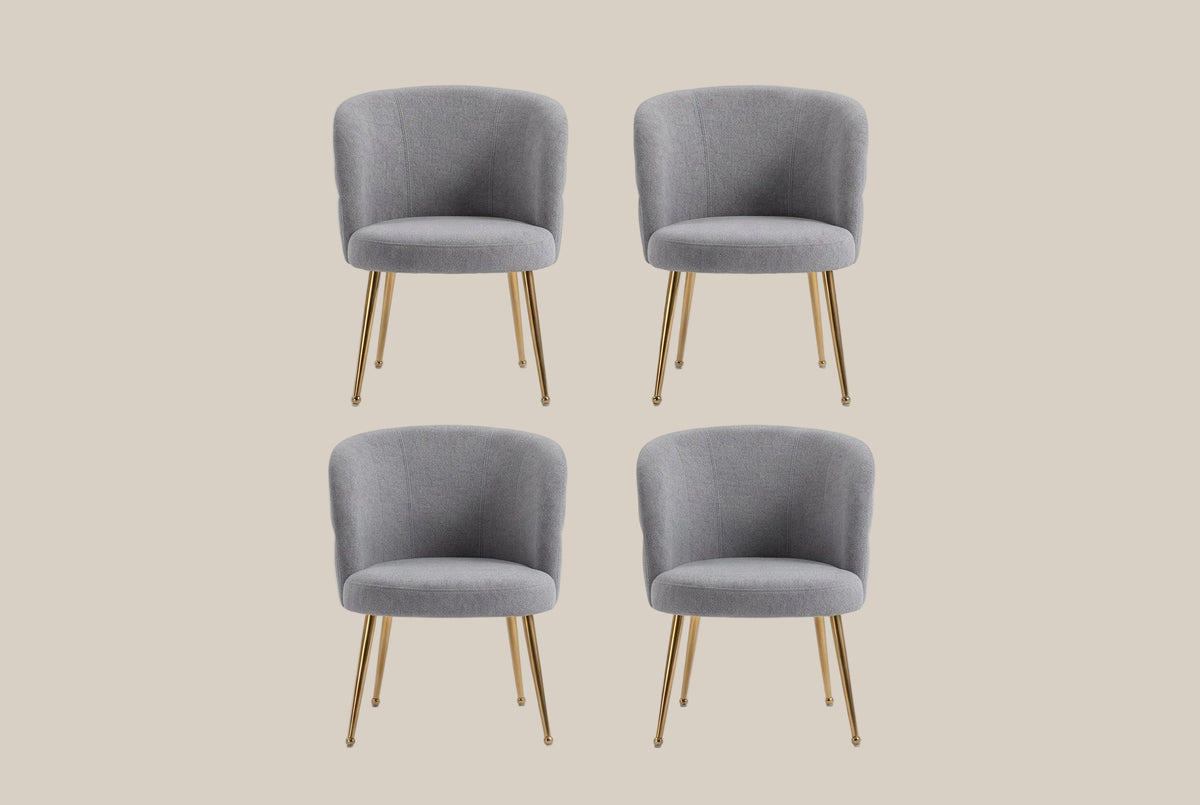 Ashfield — Chaise en tissu effet lin gris, piètement gold — vue 5