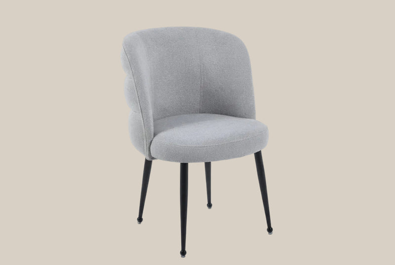Ashfield — Chaise en tissu effet lin gris, piètement métal noir