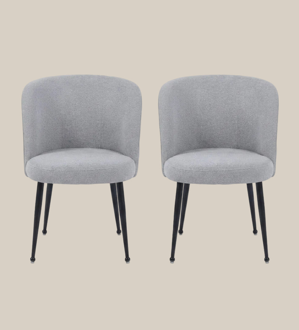 Ashfield — Chaise en tissu effet lin gris, piètement métal noir — vue 4