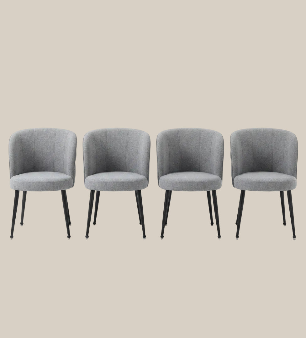 Ashfield — Chaise en tissu effet lin gris, piètement métal noir — vue 5