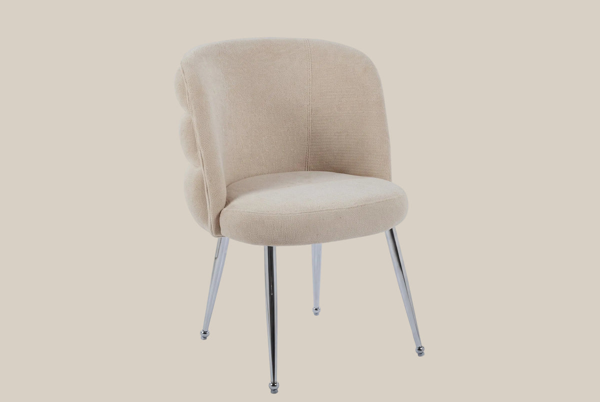 Ashfield — Chaise en tissu effet lin moka, piètement chromé — vue 2