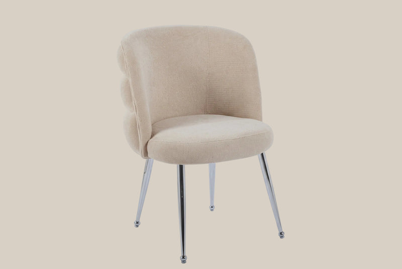 Ashfield — Chaise en tissu effet lin moka, piètement chromé
