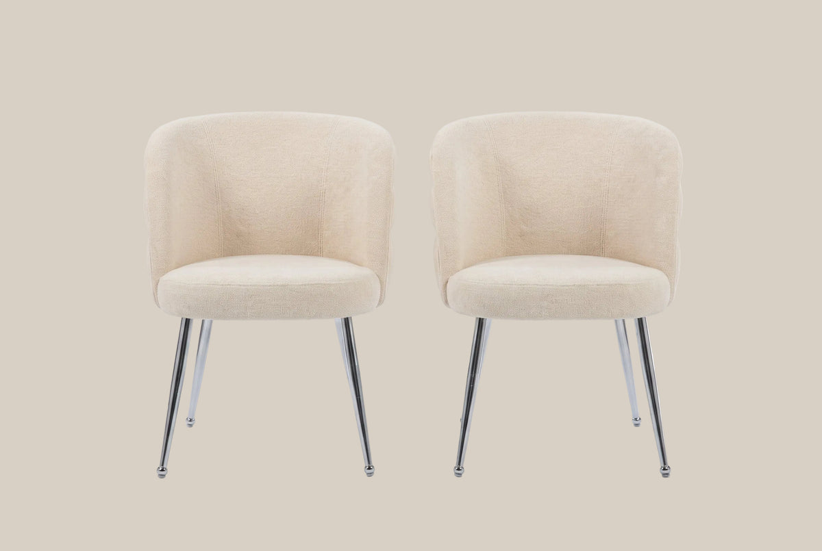Ashfield — Chaise en tissu effet lin moka, piètement chromé — vue 3