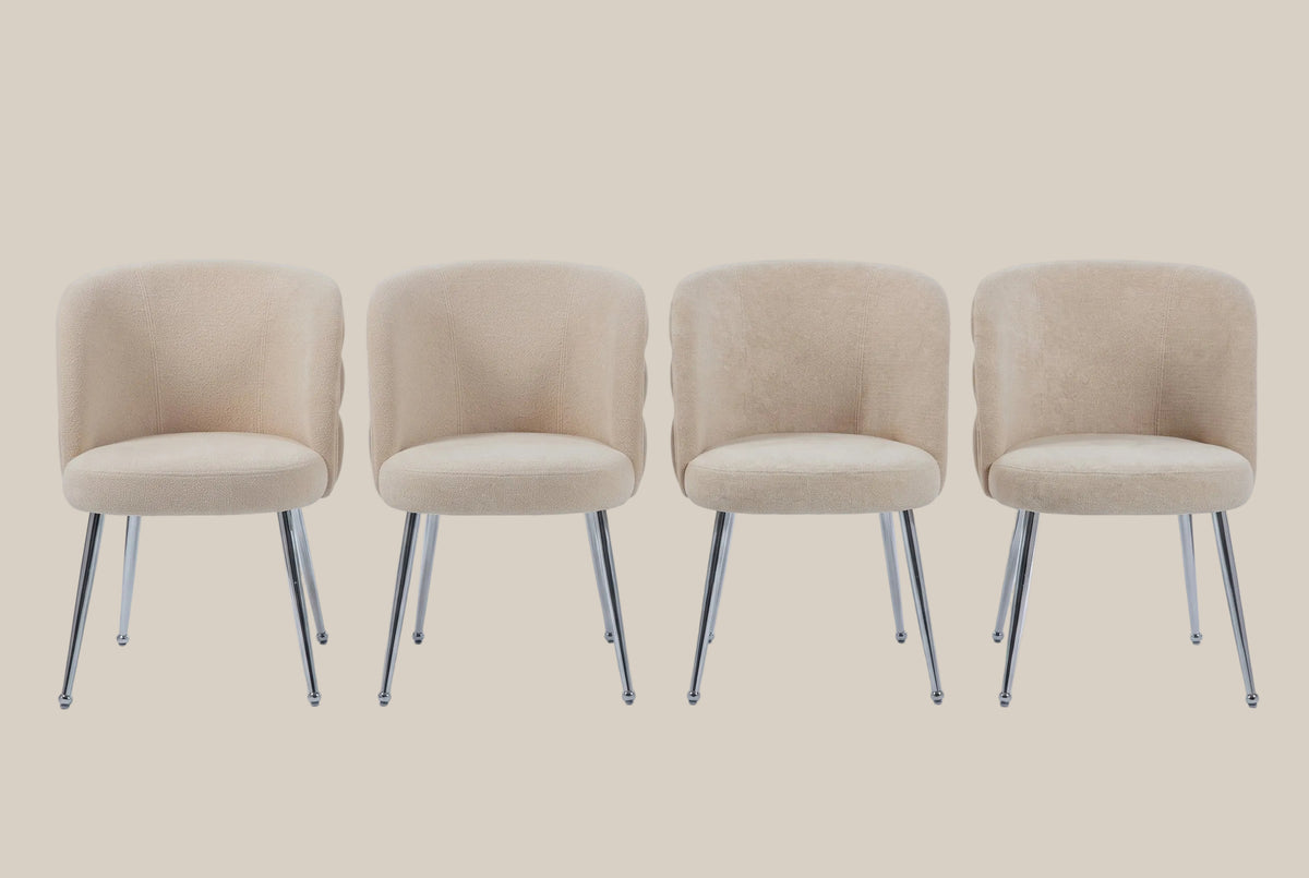 Ashfield — Chaise en tissu effet lin moka, piètement chromé — vue 4