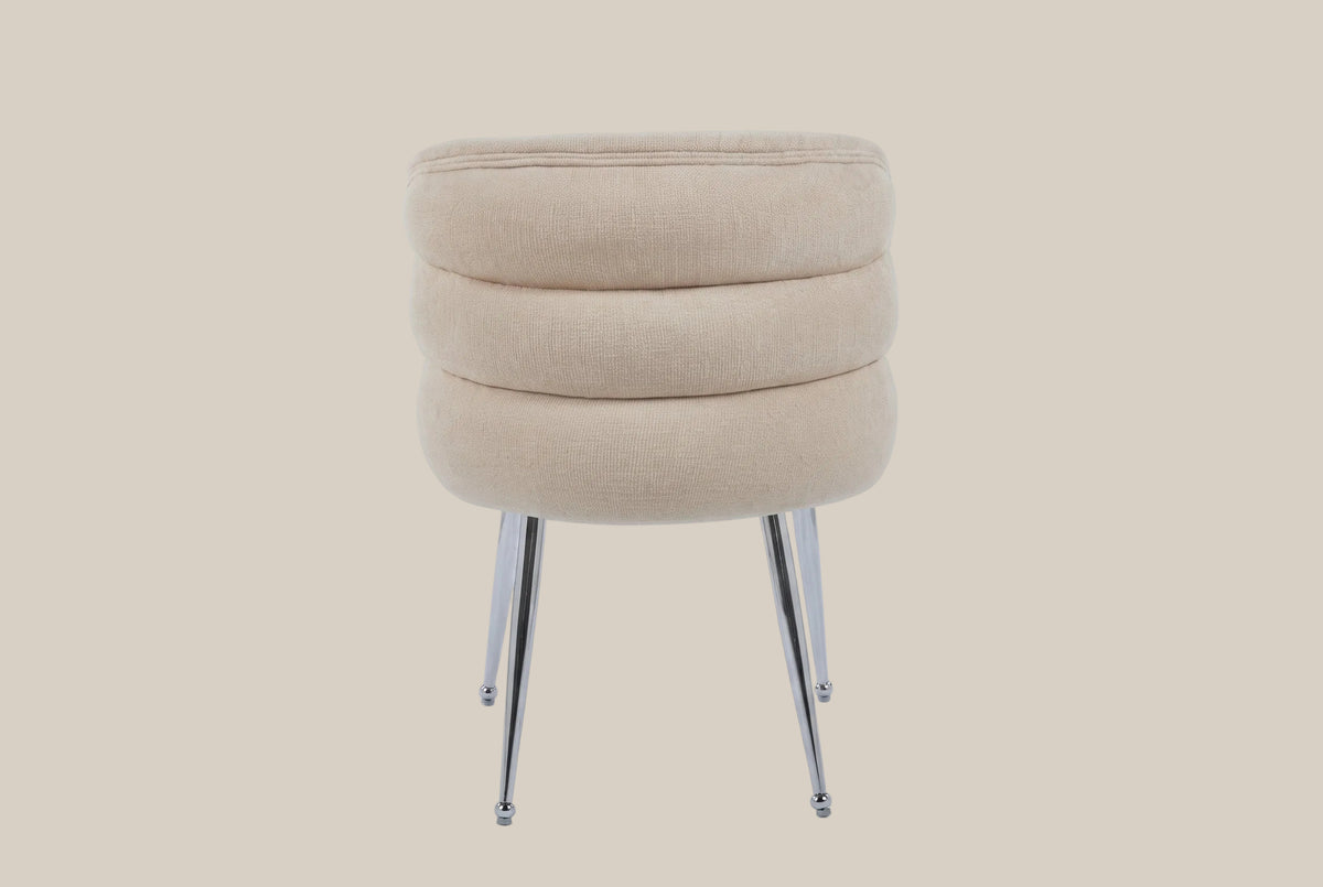 Ashfield — Chaise en tissu effet lin moka, piètement chromé — vue 5