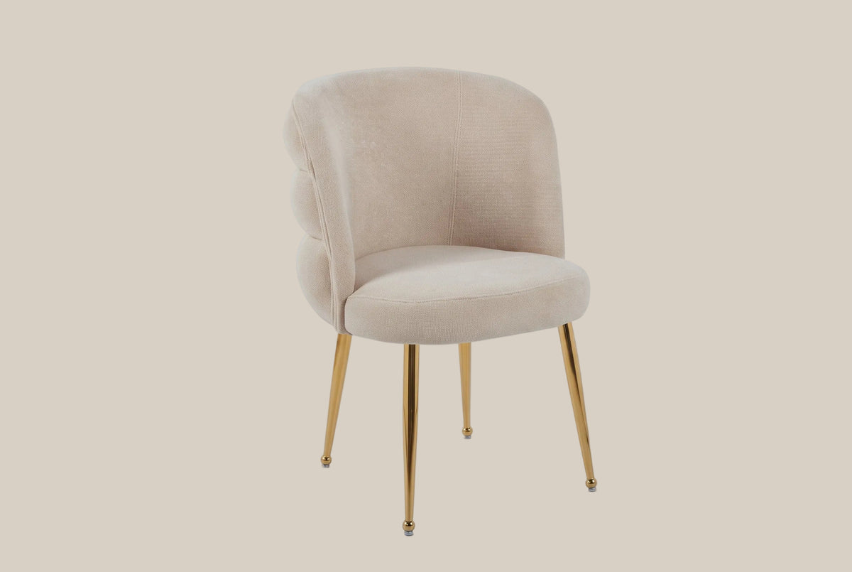 Ashfield — Chaise en tissu effet lin moka, piètement gold — vue 2