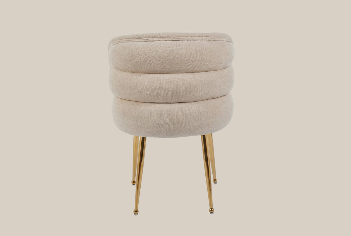 Ashfield — Chaise en tissu effet lin moka, piètement gold — vue 3