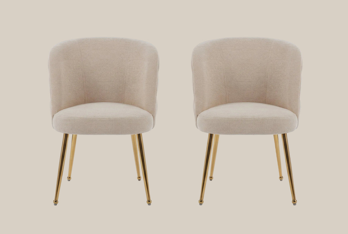 Ashfield — Chaise en tissu effet lin moka, piètement gold — vue 4
