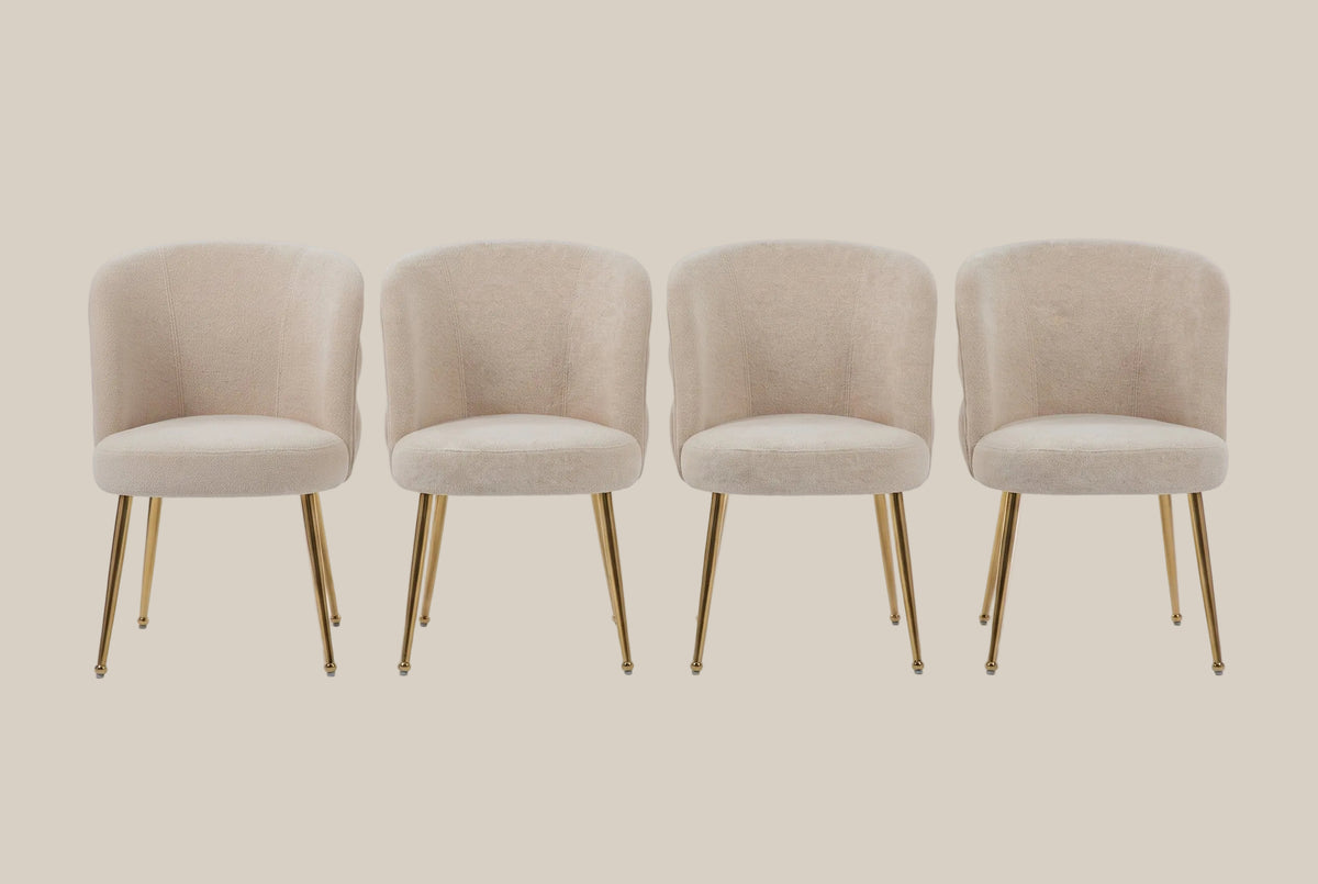 Ashfield — Chaise en tissu effet lin moka, piètement gold — vue 5