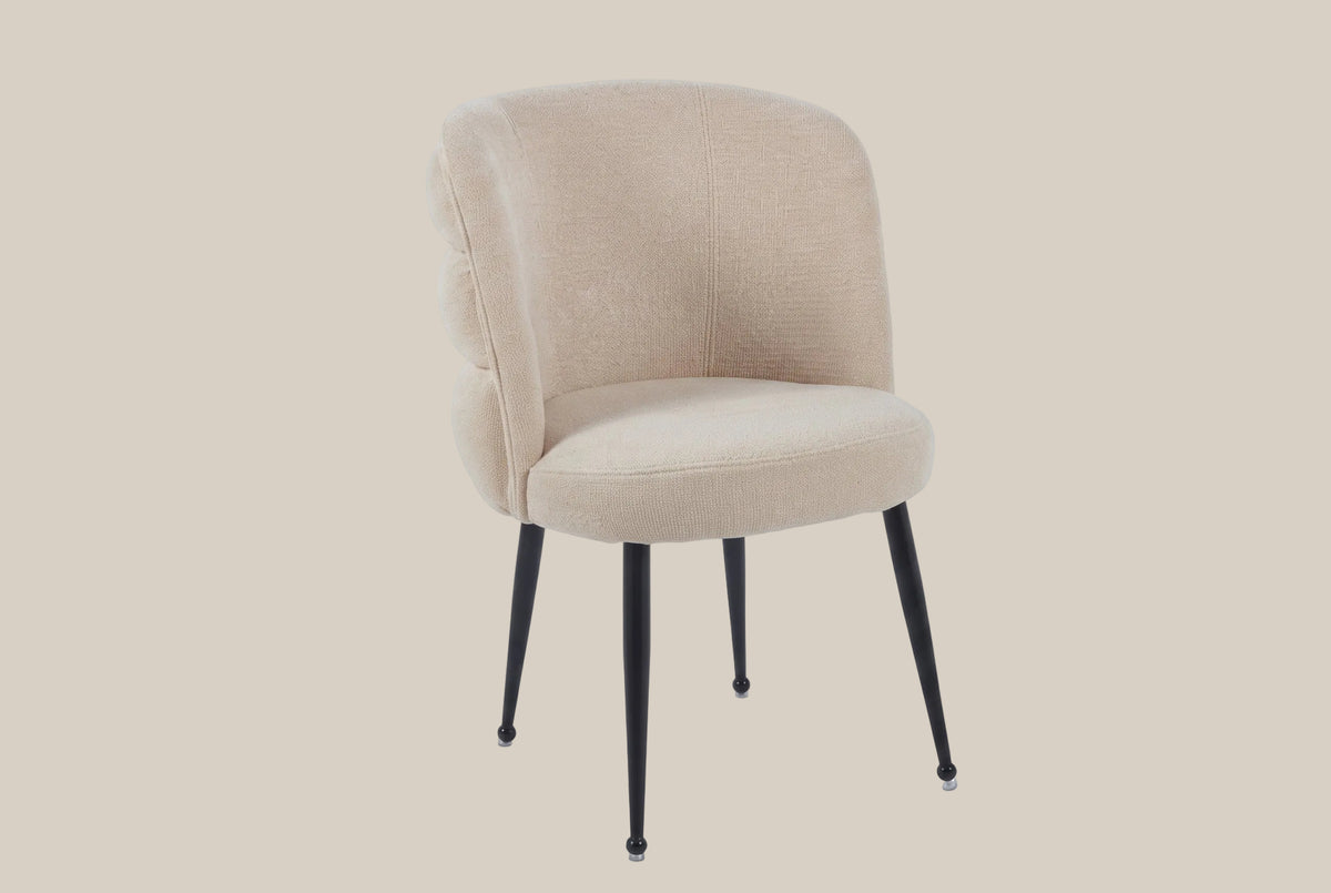 Ashfield — Chaise en tissu effet lin moka, piètement métal noir — vue 2
