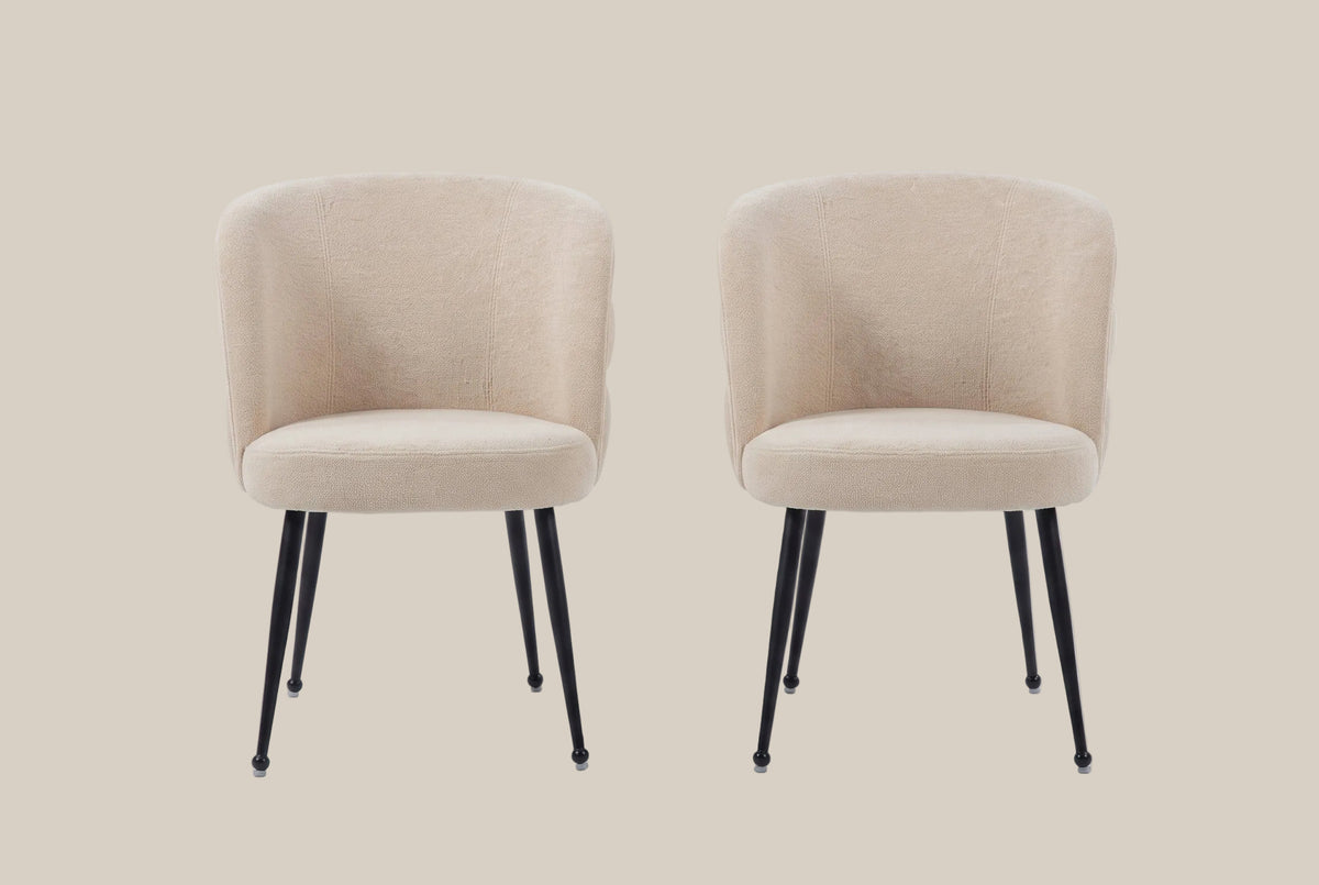 Ashfield — Chaise en tissu effet lin moka, piètement métal noir — vue 4