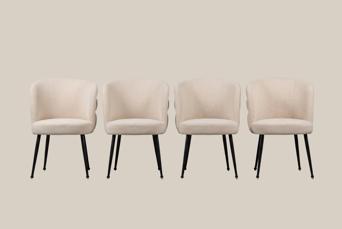 Ashfield — Chaise en tissu effet lin moka, piètement métal noir — vue 5
