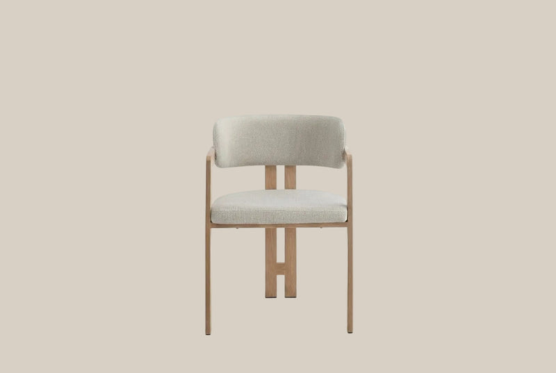 Blackwell — Chaise en grain sable, piètement effet bois